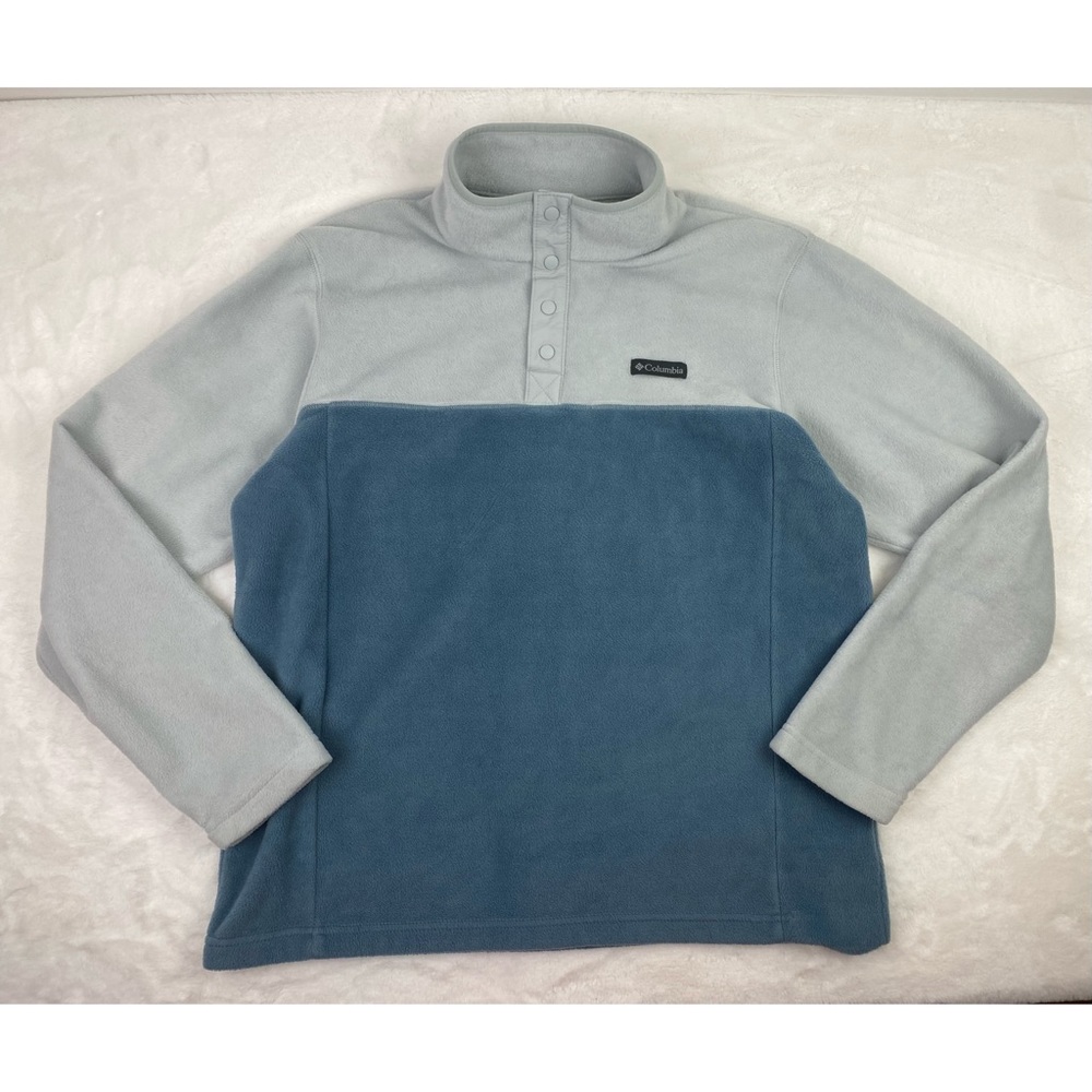 Columbia Womens Pullover Large Benton Springs Quarter Snap Fleece Blue Soft